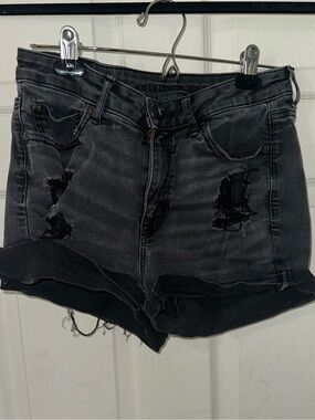 American Eagle Outfitters Black Next Level Stretch Jean Shorts